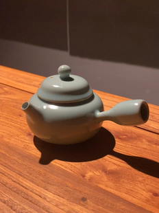 河南汝州仿古天青汝窑侧把壶陶瓷家用功夫茶具汝瓷小品壶原矿单壶