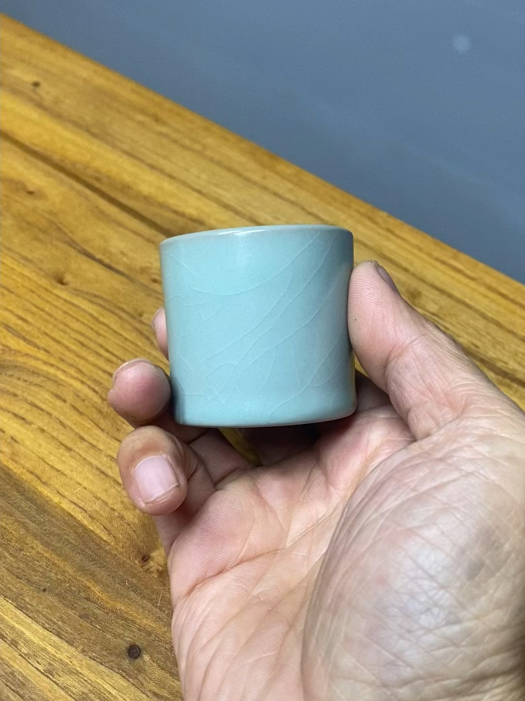 汝瓷汝窑仿古青绿开片原产地河南汝州扳指杯岩茶陶瓷品茶主人杯子