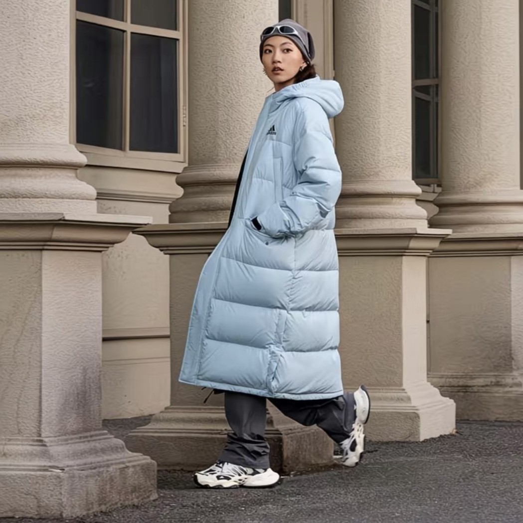 阿迪达斯羽绒服男女连帽长款防风保暖户外百搭休闲羽绒服JW6742