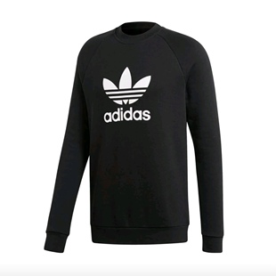 Adidas 休闲运动卫衣CW1235 三叶草黑白大LOGO男子圆领针织套头衫