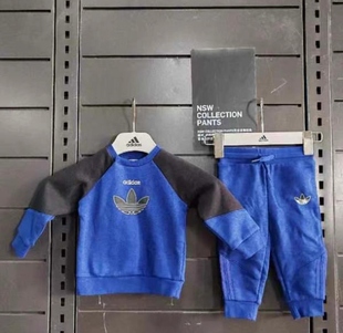 阿迪达斯儿童运动套装秋季新款男童女童卫衣长裤H25241