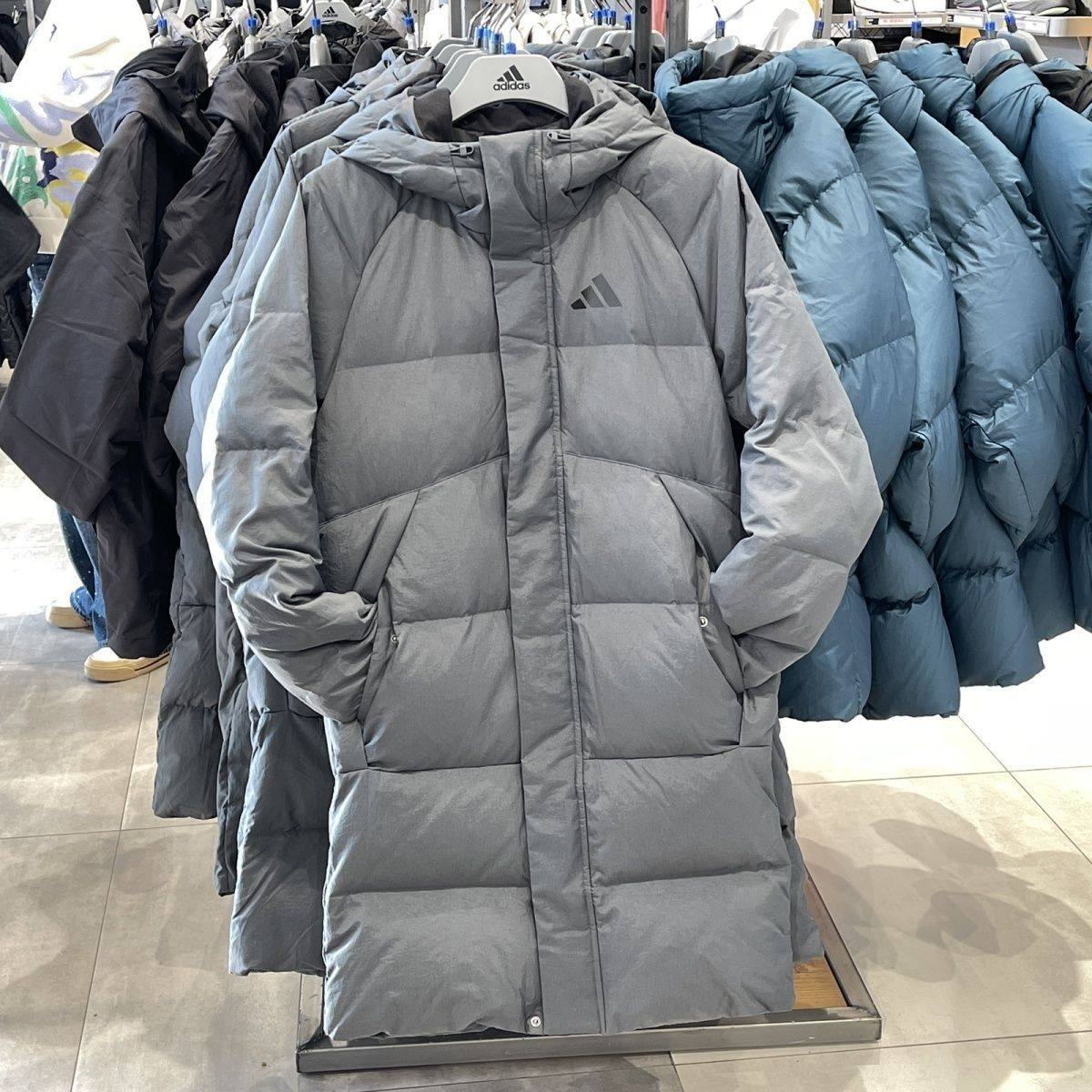 阿迪达斯冬季男女防风连帽保暖外套运动休闲长款羽绒服KQ5516