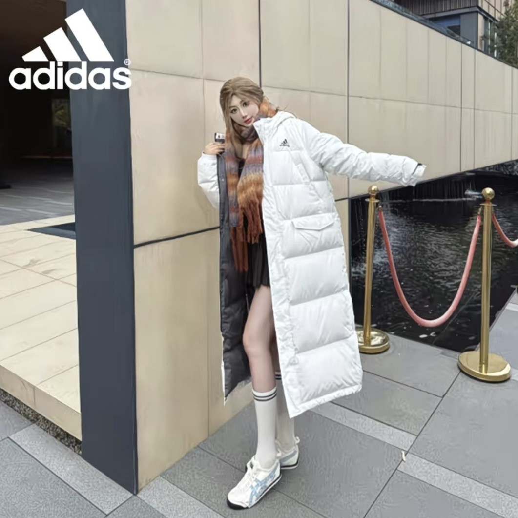 Adidas 阿迪达斯 男女情侣款运动休闲防风保暖长款羽绒服 GK0665