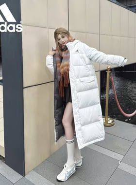 Adidas 阿迪达斯 男女情侣款运动休闲防风保暖长款羽绒服 GK0665