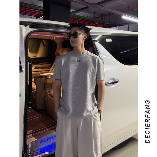 坑条短袖T恤夏季正肩短袖