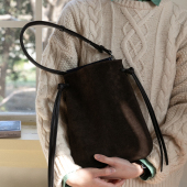 猴子家 单肩斜挎通勤包托特包女包 波西米亚风复古磨砂牛皮流苏包