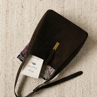 磨砂皮单肩包 简约hobo购物袋大容量托特包 0588 鹦鹉梨严选