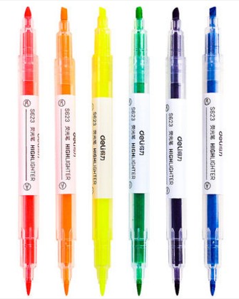 得力s623双头单色荧光笔