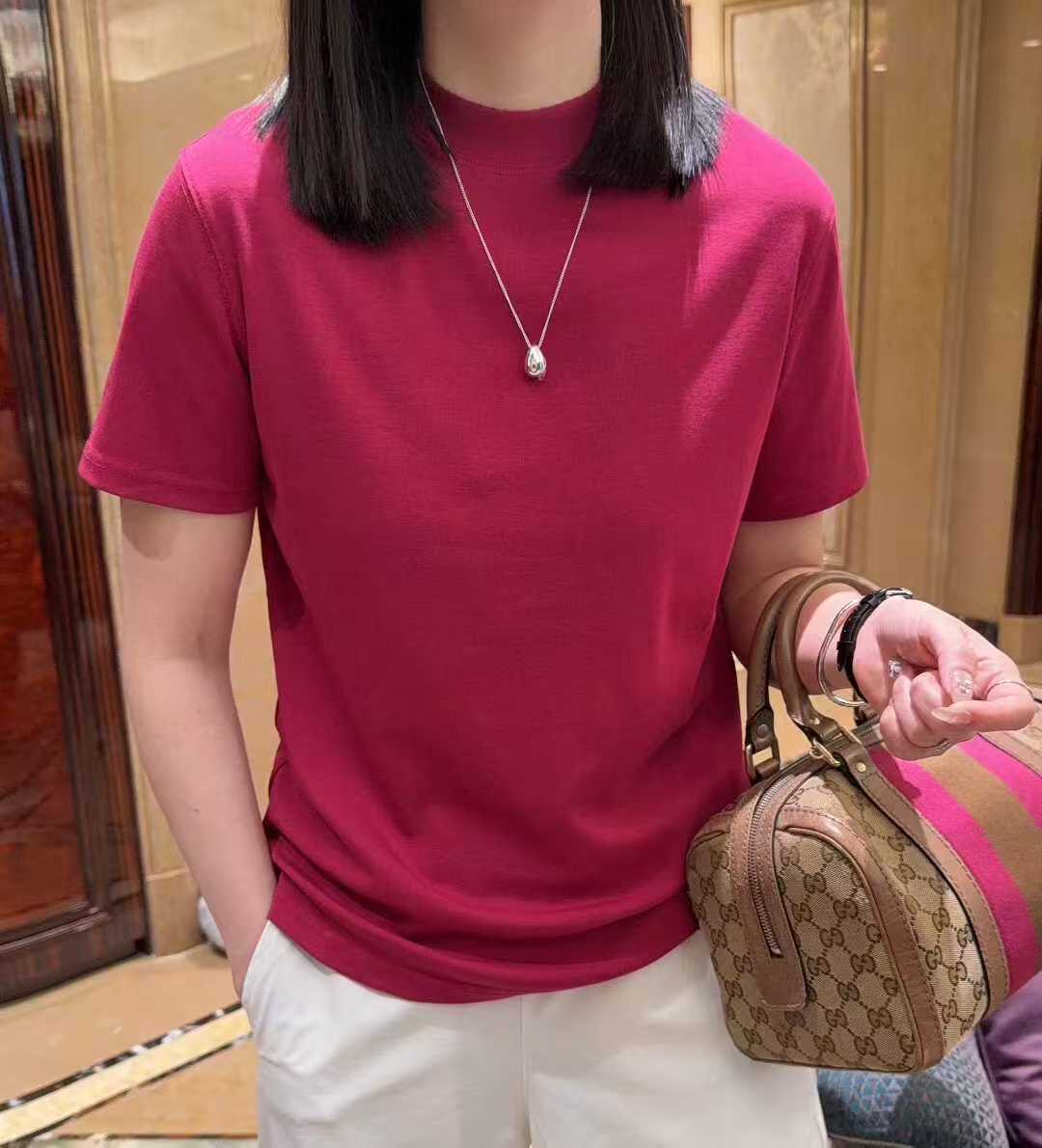 基础款正肩短袖T恤女欧洲站2026春季光版打底显瘦多色半高领上衣