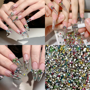 AiMTnails美甲材料 彩色糖果汽水美甲钻小猴子混彩K9尖底异形钻