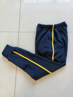 初高中小学生校服裤子深蓝色黄色杠条纯棉弹力休闲束口运动裤定做