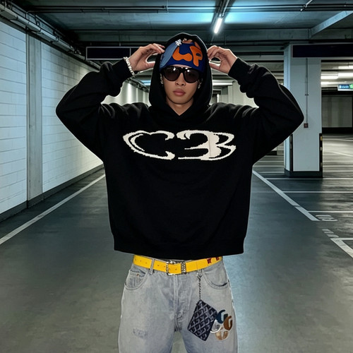 ColeBuxton字母提花连帽针织衫