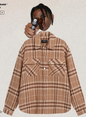 REPRESENT法兰绒R字母印花衬衫美式高街复古格子宽松休闲衬衣外套