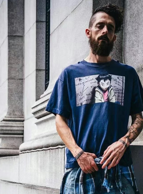 美式高街潮牌PLUTO冥王联名水洗破坏复古做旧男女宽松休闲短袖T恤