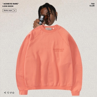 FEAR GOD复线ESSENTIALS植绒字母FOG高街男女宽松休闲圆领卫衣