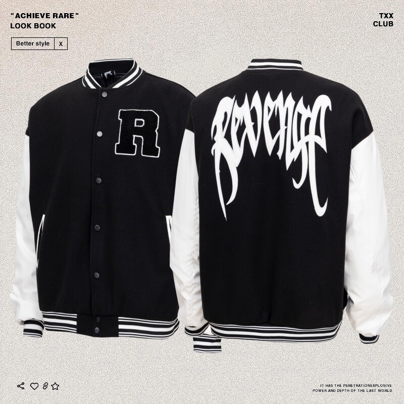 Revenge字母刺绣棒球服夹克外套
