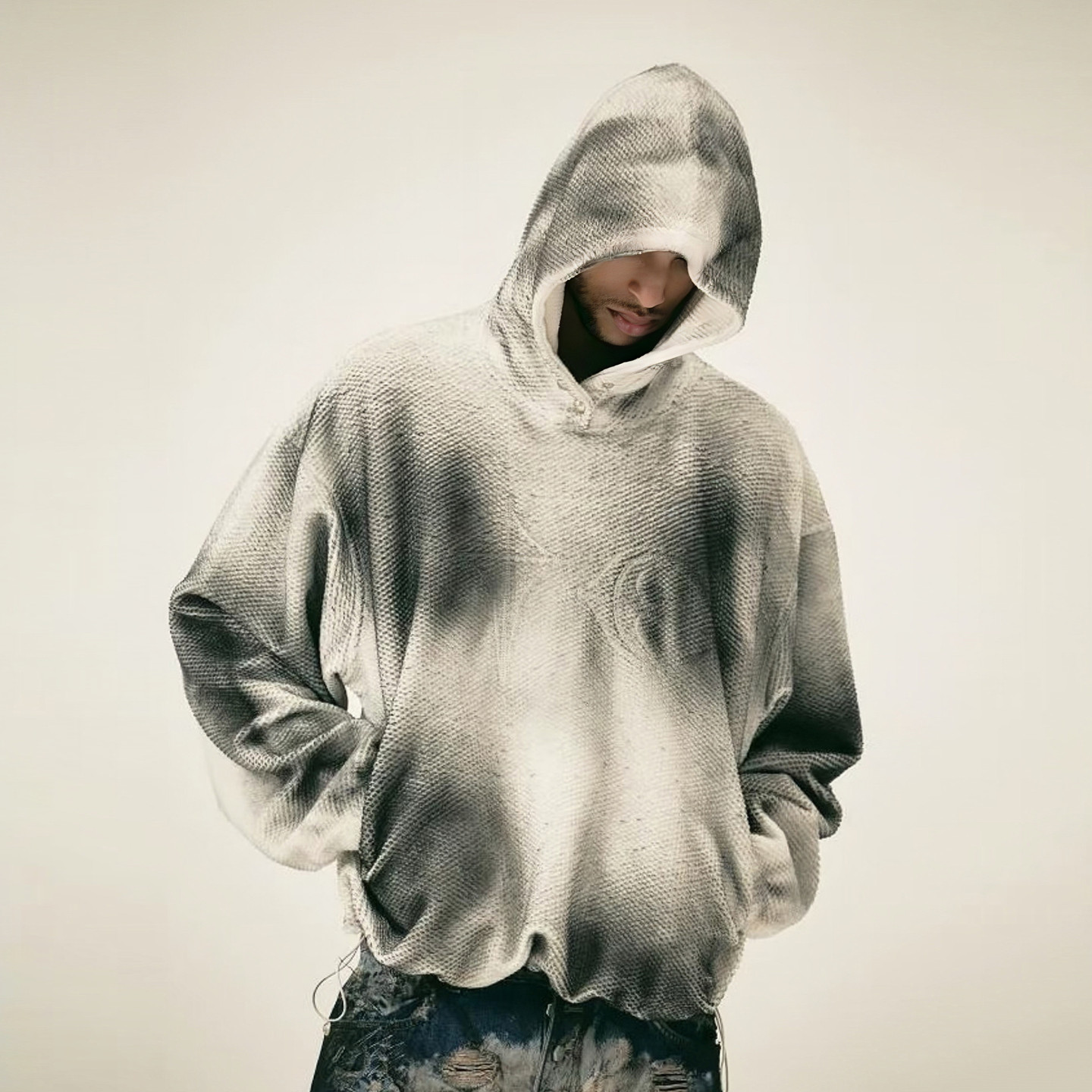 Thug club高街华夫格喷绘做旧脏染星月LOGO男女宽松休闲连帽卫衣,男装,卫衣,淘宝优惠券,粉丝福利购,淘宝优惠卷