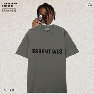 复线压胶字母高街男女短袖 GOD ESSENTIALS第七季 T恤 FOG FEAR