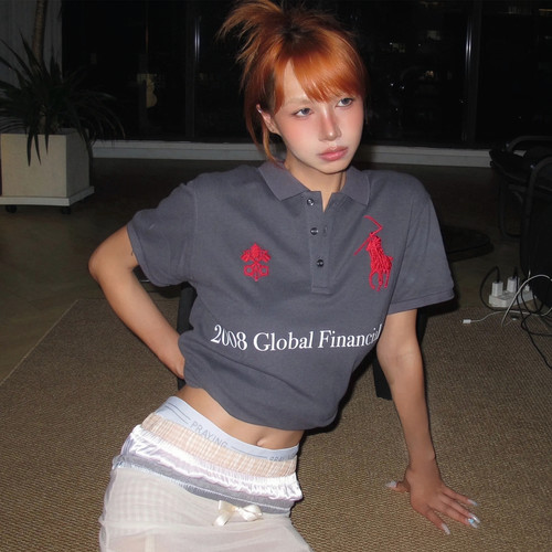 死神战马刺绣张峻豪同款polo衫潮