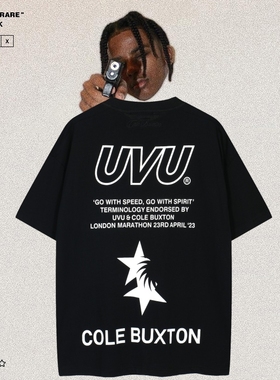 Cole Buxton x UVU联名字母印花高街潮牌美式休闲男女宽松短袖T恤