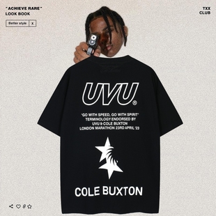 休闲男女宽松短袖 Cole UVU联名字母印花高街潮牌美式 T恤 Buxton