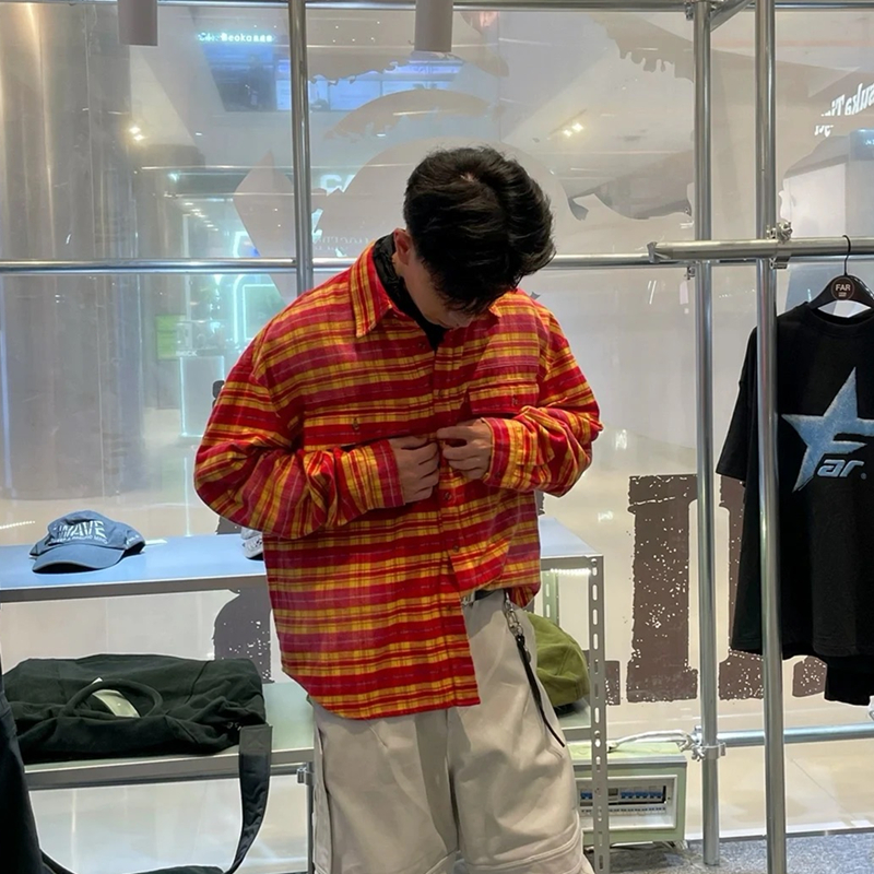 FAR.ARCHIVE高街红黄格子衬衫潮