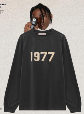 FEAR OF GOD复线ESSENTIALS高街FOG第八季1977植绒印花长袖T恤男