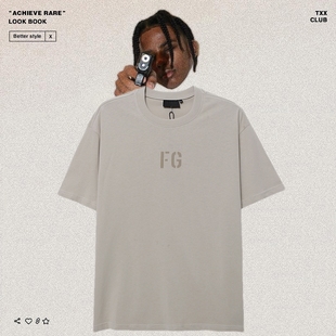 FOG第七季 FEAR GOD T恤男 FG富貴植絨印花寬松高街潮牌嘻哈短袖