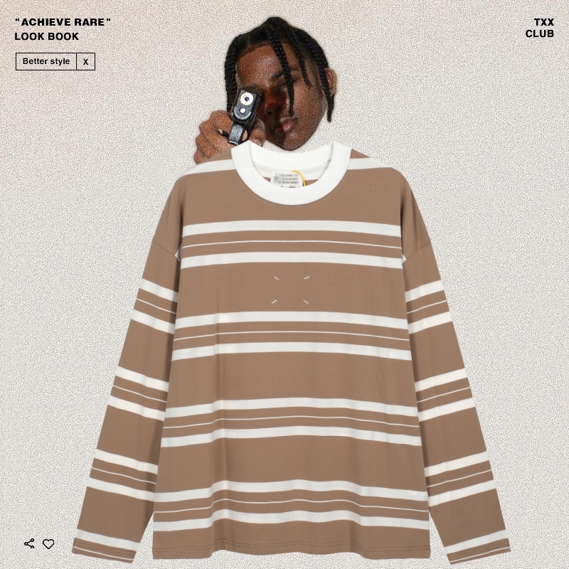 MM马吉极简主义条纹男女长袖T恤