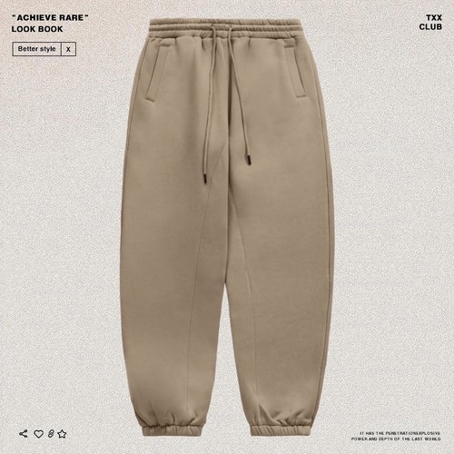 秋冬纯色宽松重磅加绒束脚卫裤潮