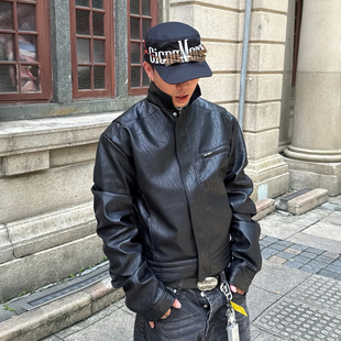 FAR.ARCHIVE高街美式 机车皮衣 休闲夹克外套潮牌复古纯色男女短款