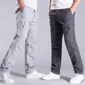 多口袋运动休闲裤 春夏季 子 工装 时尚 男士 青年纯棉宽松直筒户外薄款