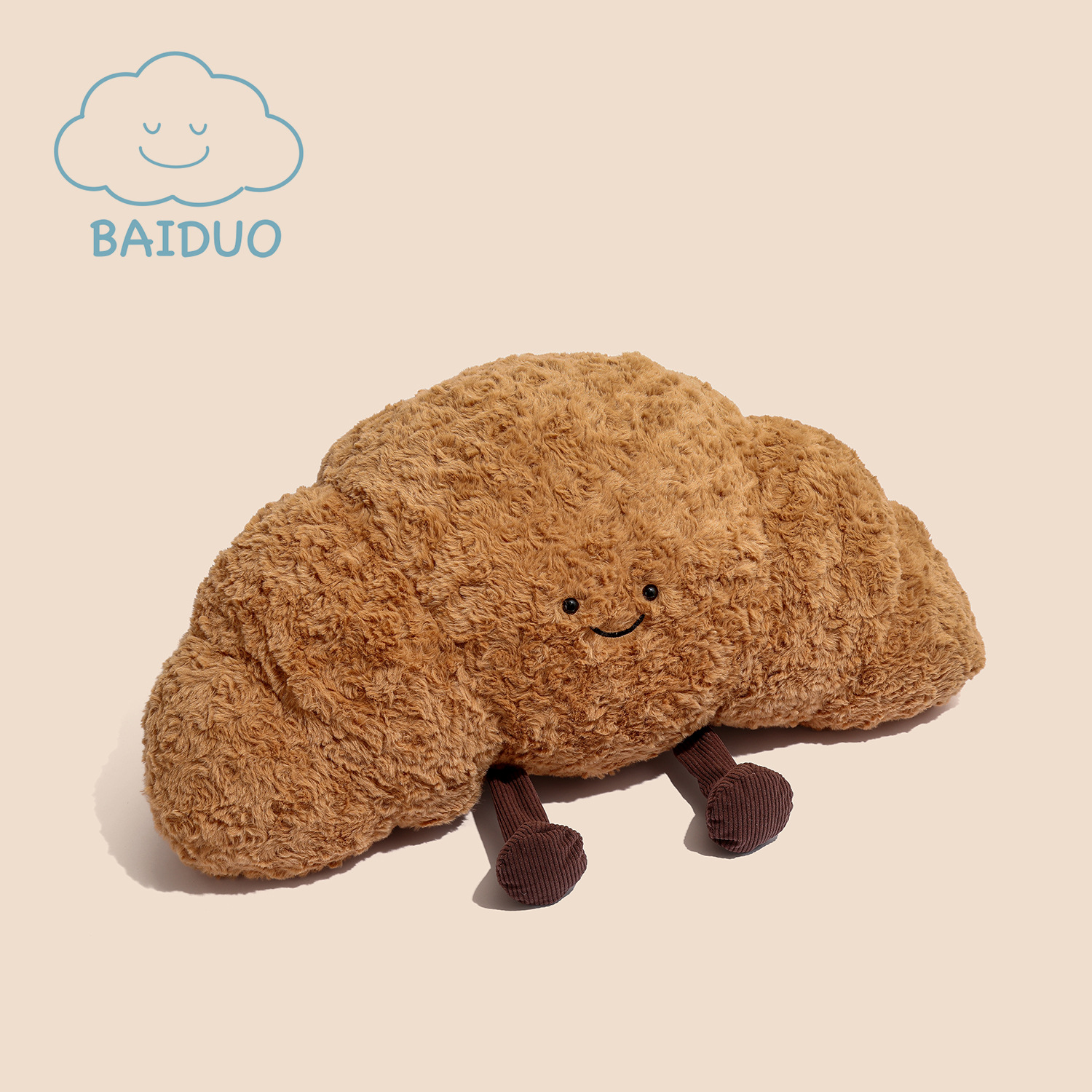 可爱卡通创意牛角包毛绒异形抱枕客厅沙发办公室腰靠床头靠垫护腰