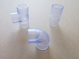 PVC透明弯头直角弯头等径透明三通直通塑料管件鱼缸配件3分16mm