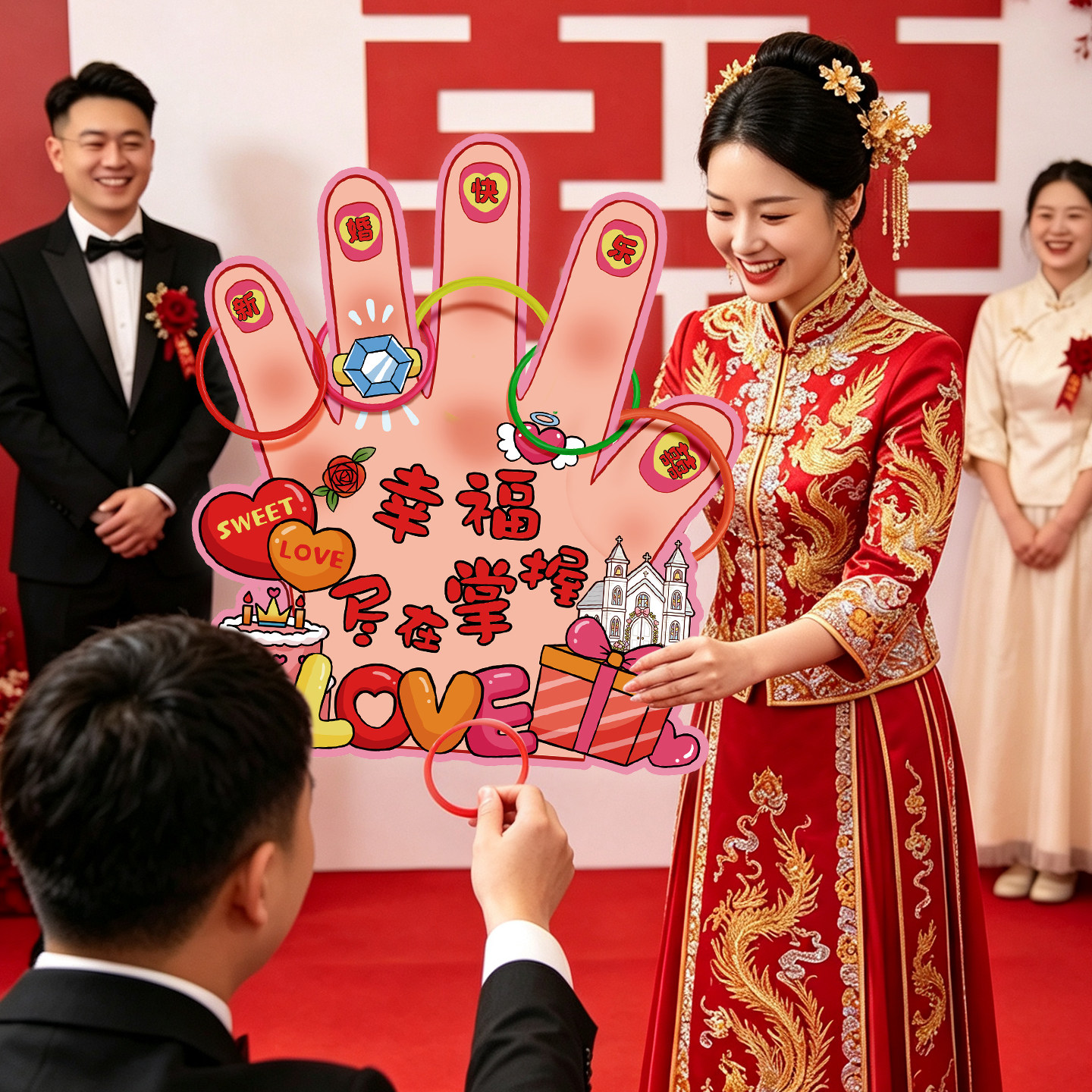 接亲小游戏幸福尽在掌握套圈女方婚礼堵门互动结婚创意拍照道具图片