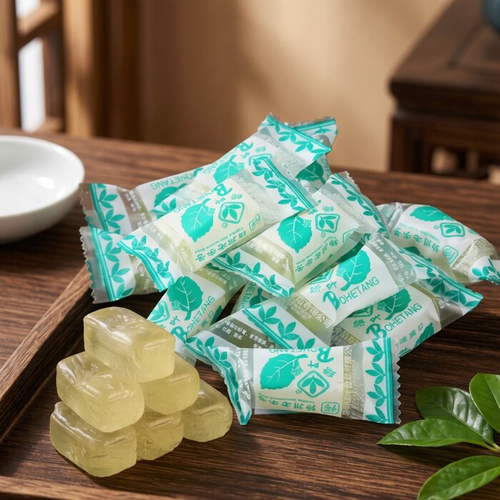 扬州特产绿叶牌清凉薄荷硬糖润喉糖商用老式怀旧零食散装糖果500g