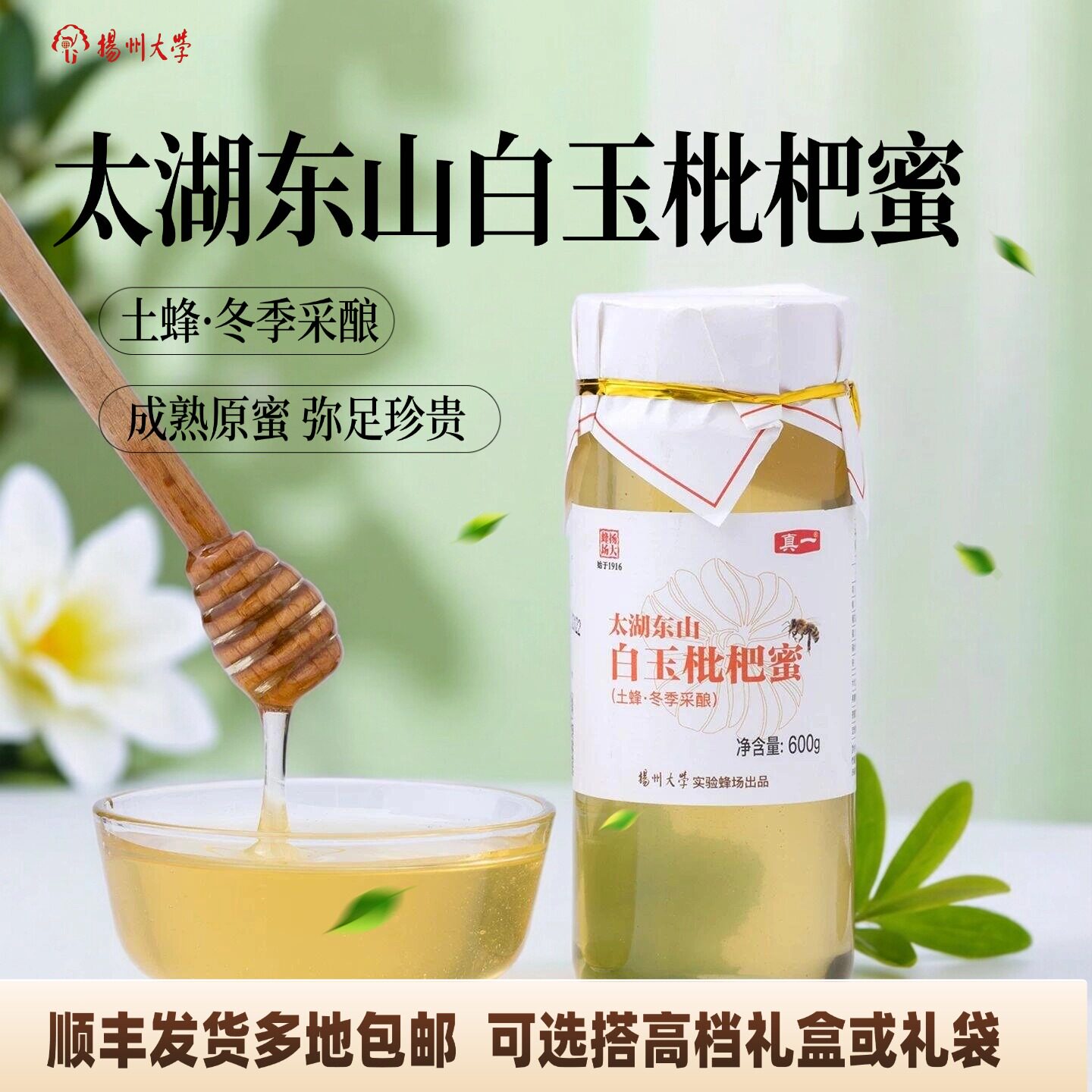 扬州大学太湖东山白玉枇杷蜜600g土蜂冬季采酿成熟原蜜