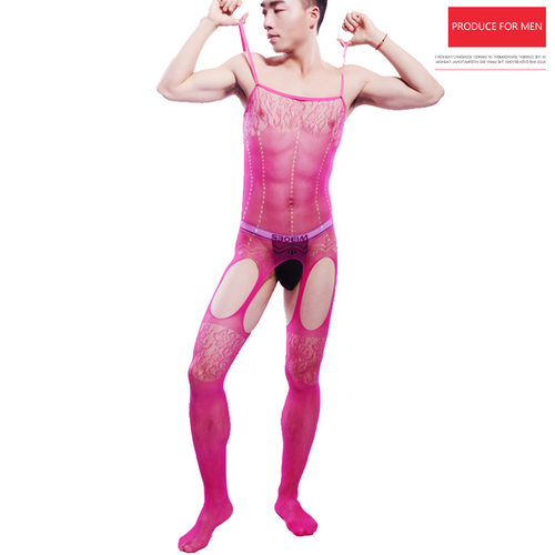 男士连体衣性感丝袜裤开口袜