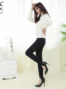 婉美曲现17新外穿冬加绒厚款美体踩脚打底女绒裤高腰保暖裤17516