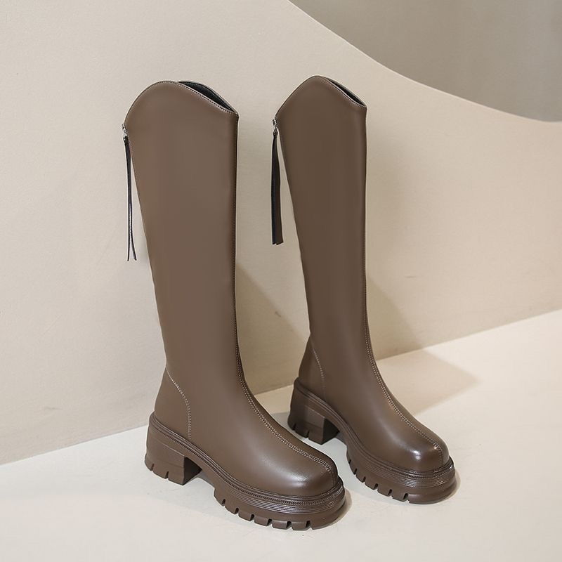 小个子厚底长靴女2025秋季新款不过膝高筒骑士靴长筒靴秋冬靴子