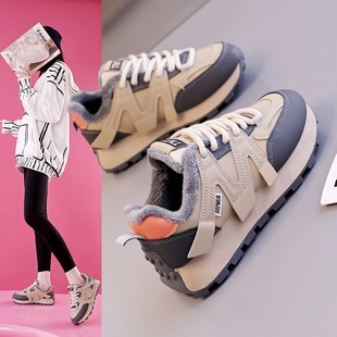FD6686 ins韩厚底加绒老爹鞋 街拍女学生跑步运动鞋 新款 2025冬季