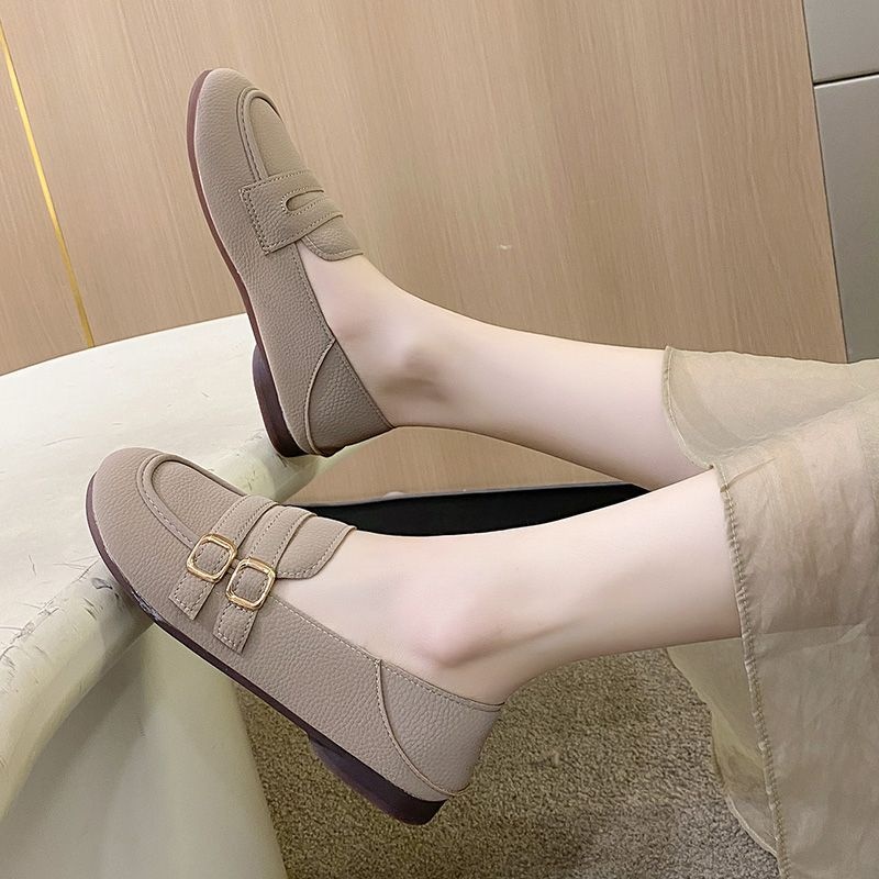 Z单鞋女平底2023年新款晚晚鞋小皮鞋春款鞋子百搭乐福鞋春季豆豆