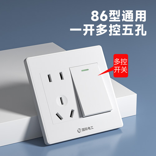 国际电工86型一开多控五孔插座