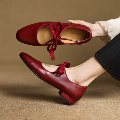 浅口蝴蝶结单鞋甜美配裙子