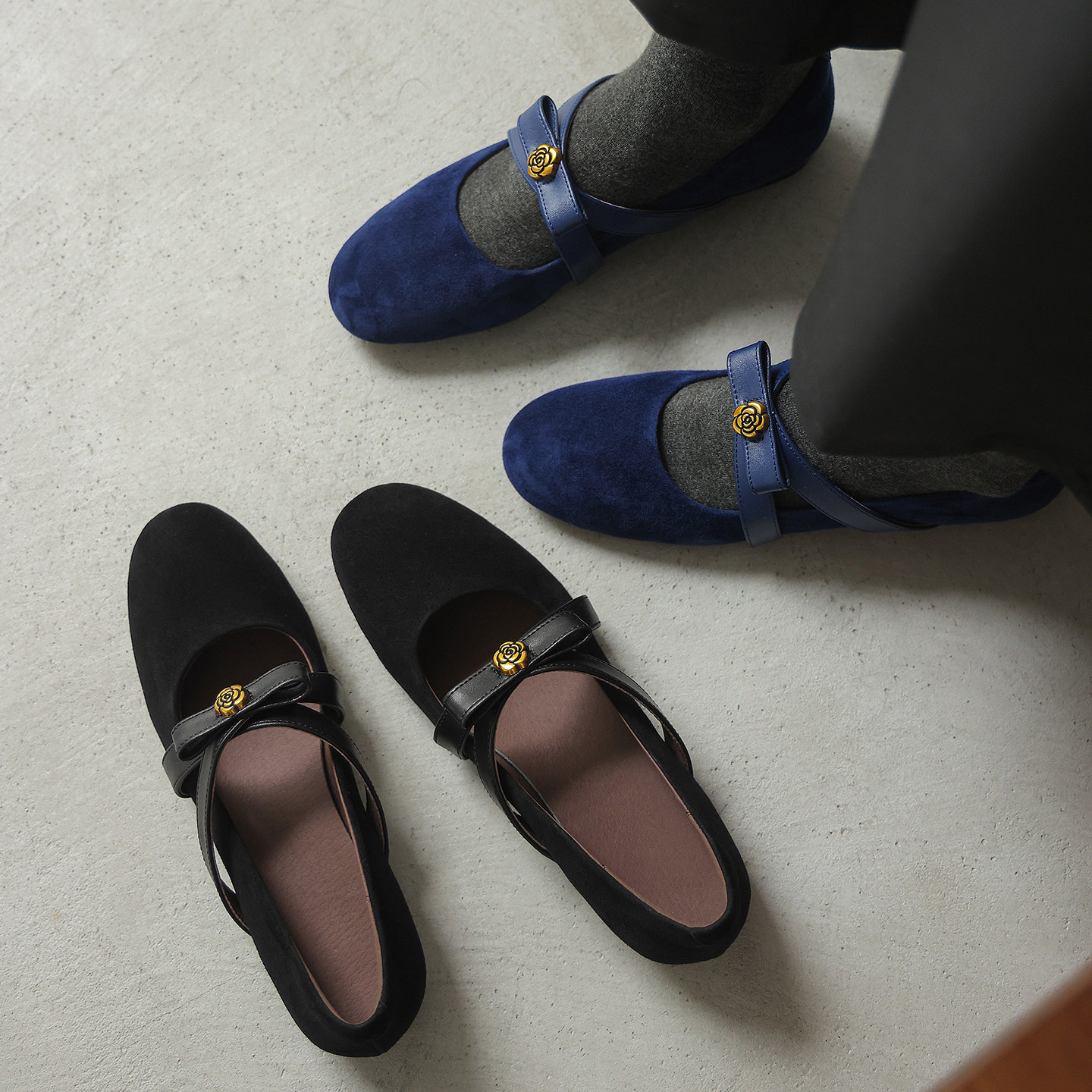 复古风真皮羊皮蓝色单鞋蝴蝶结山茶花玛丽珍女鞋低跟平底鞋春夏款,女鞋,玛丽珍鞋,淘宝优惠券,粉丝福利购,淘宝优惠卷