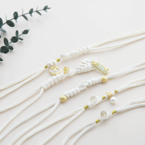 新中式国风杏色长绳盘扣