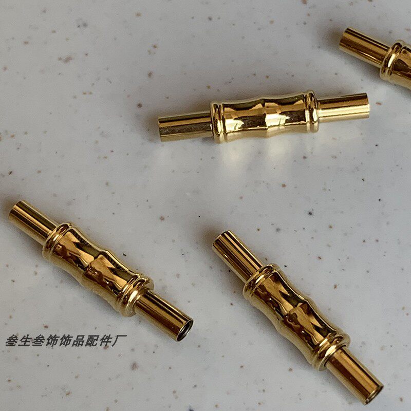 竹节扣diy钢丝皮绳手链收尾