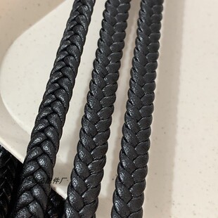 编织扁皮绳皮条6mm78毫米宽度手绳箱包配绳diy绳材编织麻花绳皮质