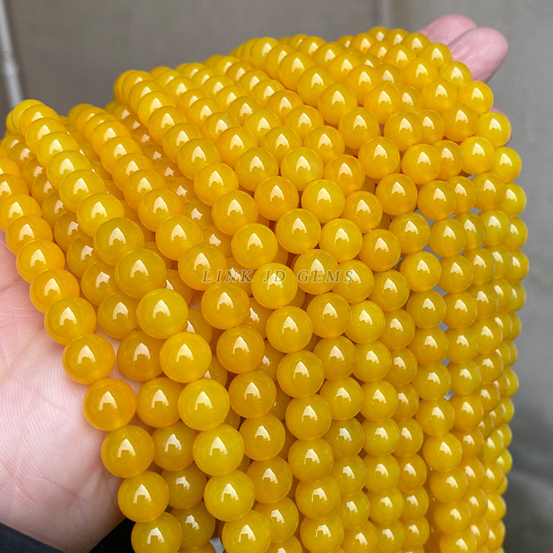天然玛瑙 7A黄玛瑙圆珠玉髓手链半成品DIY饰品配件散珠子现货