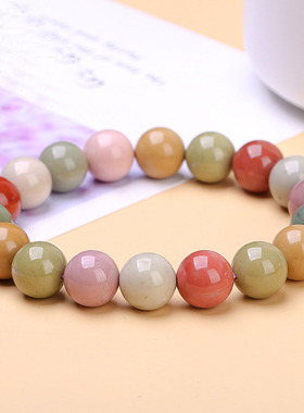 7A天然奶昔阿拉善手链彩玉老料圆珠手串温柔显气质女日常百搭手饰